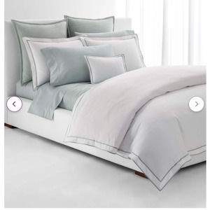 RALPH LAUREN Spencer Border Sateen Full/Queen Duvet 300TC White/Sage $335